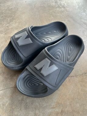 New Balance Black Slide Sandals with Velcro